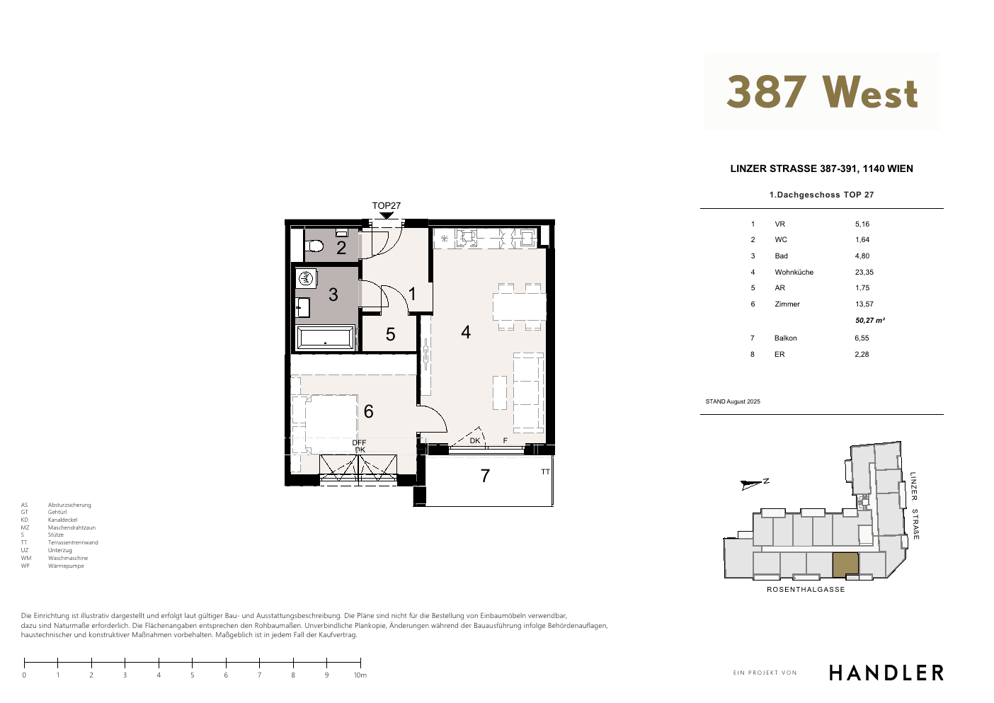 Grundriss Top 27 — 387 West — 2 Zimmer — 50,3 m² — 1st attic floor