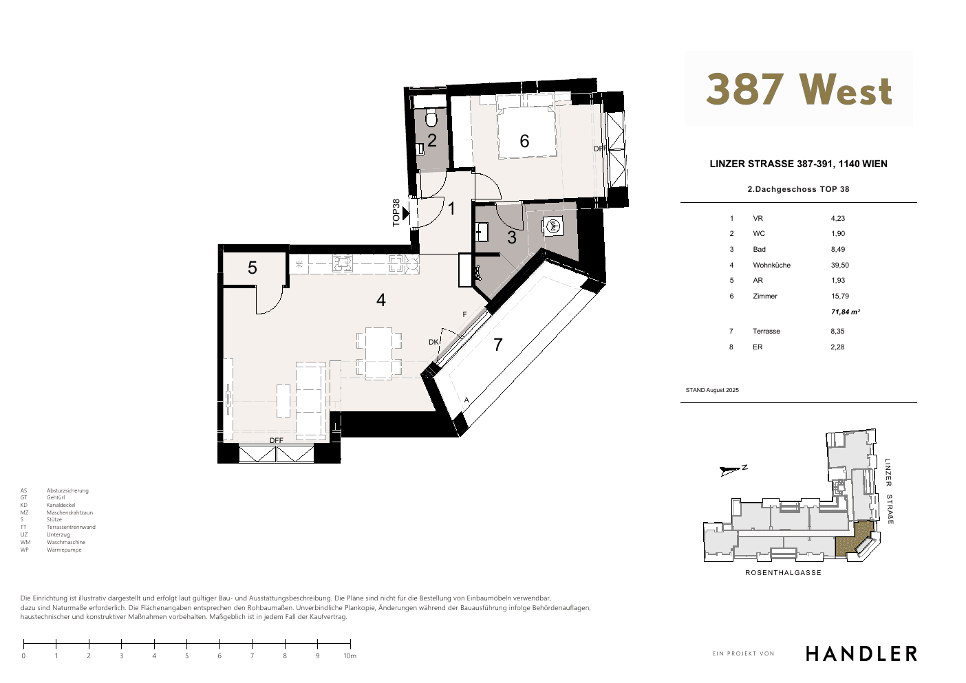 Grundriss Top 38 — 387 West — 3 Zimmer — 71,8 m² — 2nd attic floor