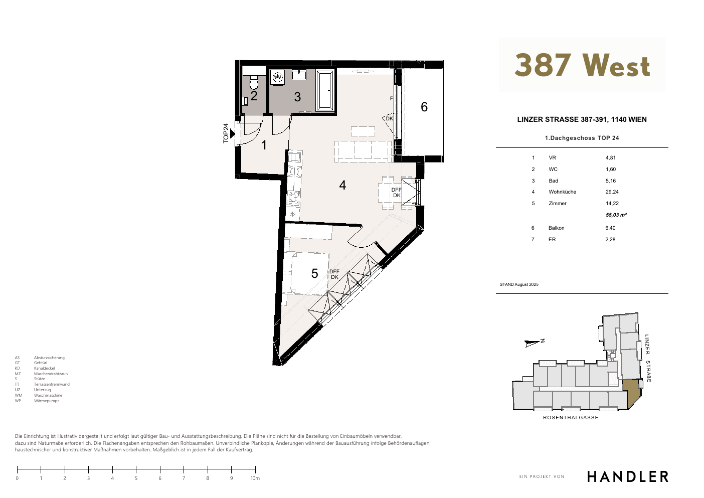Grundriss Top 24 — 387 West — 2 Zimmer — 55 m² — 1st attic floor