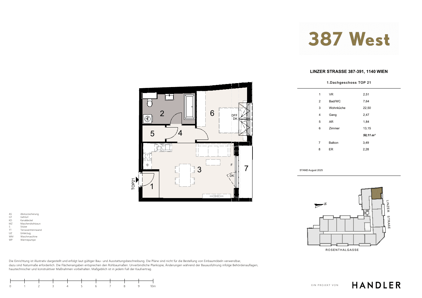Grundriss Top 21 — 387 West — 2 Zimmer — 50,1 m² — Attic floor