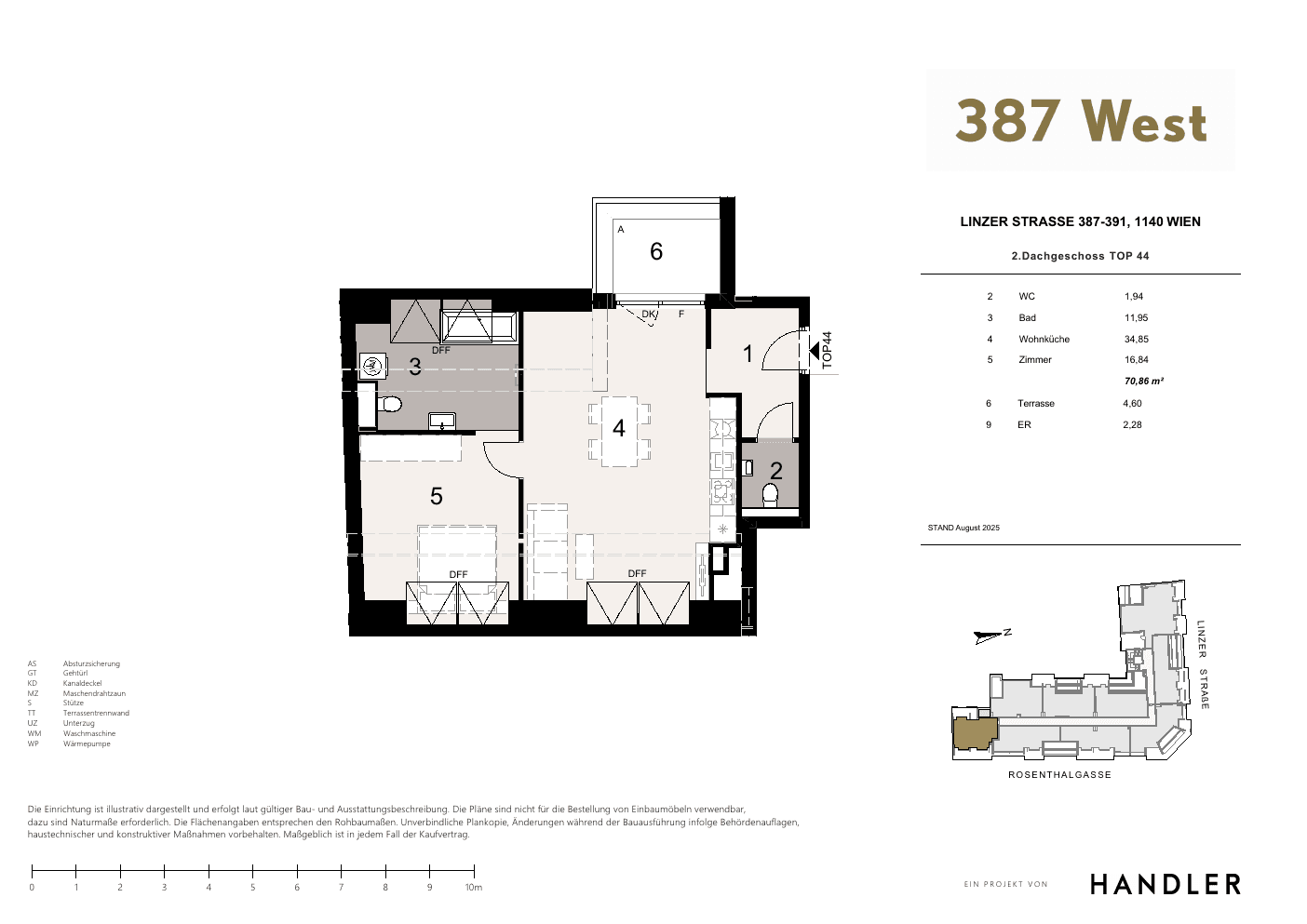 Grundriss Top 44 — 387 West — 2 Zimmer — 70,9 m² — 2nd attic floor