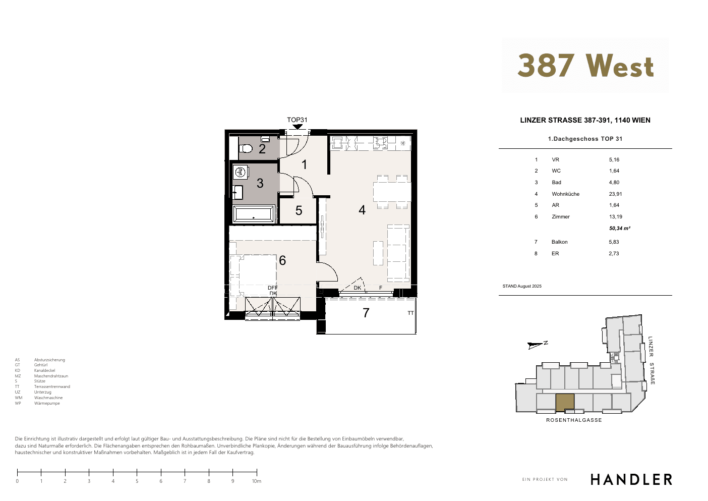 Grundriss Top 31 — 387 West — 2 Zimmer — 50,3 m² — 1st attic floor