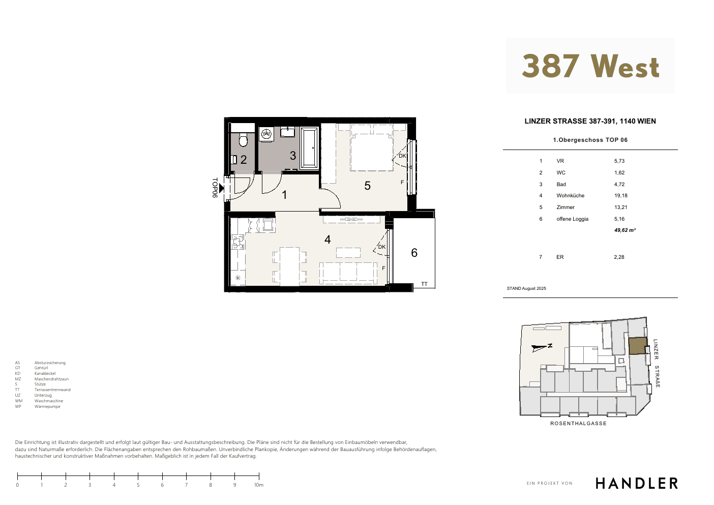 Grundriss Top 6 — 387 West — 2 Zimmer — 44,5 m² — 1st floor