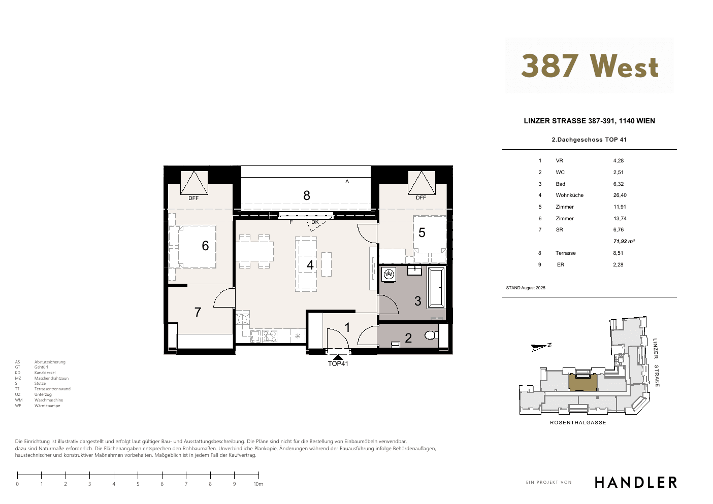 Grundriss Top 41 — 387 West — 3 Zimmer — 71,9 m² — 2nd attic floor
