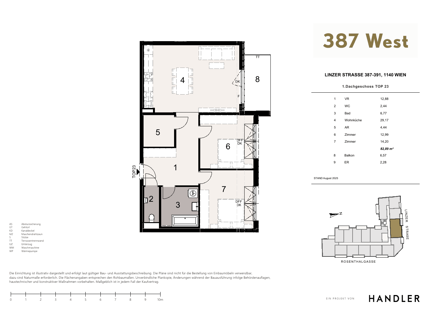 Grundriss Top 23 — 387 West — 3 Zimmer — 82,9 m² — 1st attic floor