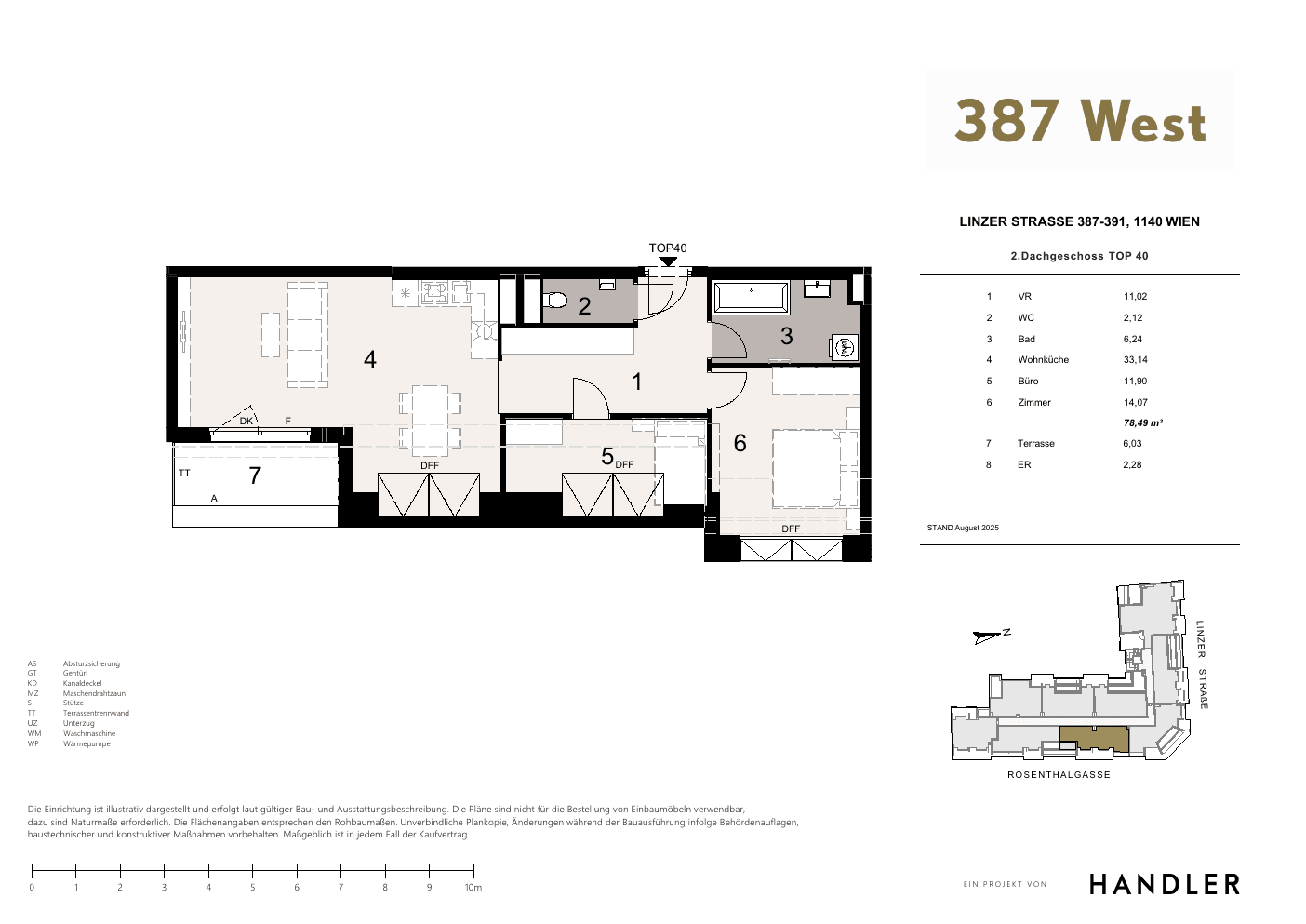 Grundriss Top 40 — 387 West — 2 Zimmer — 78,5 m² — 2nd attic floor