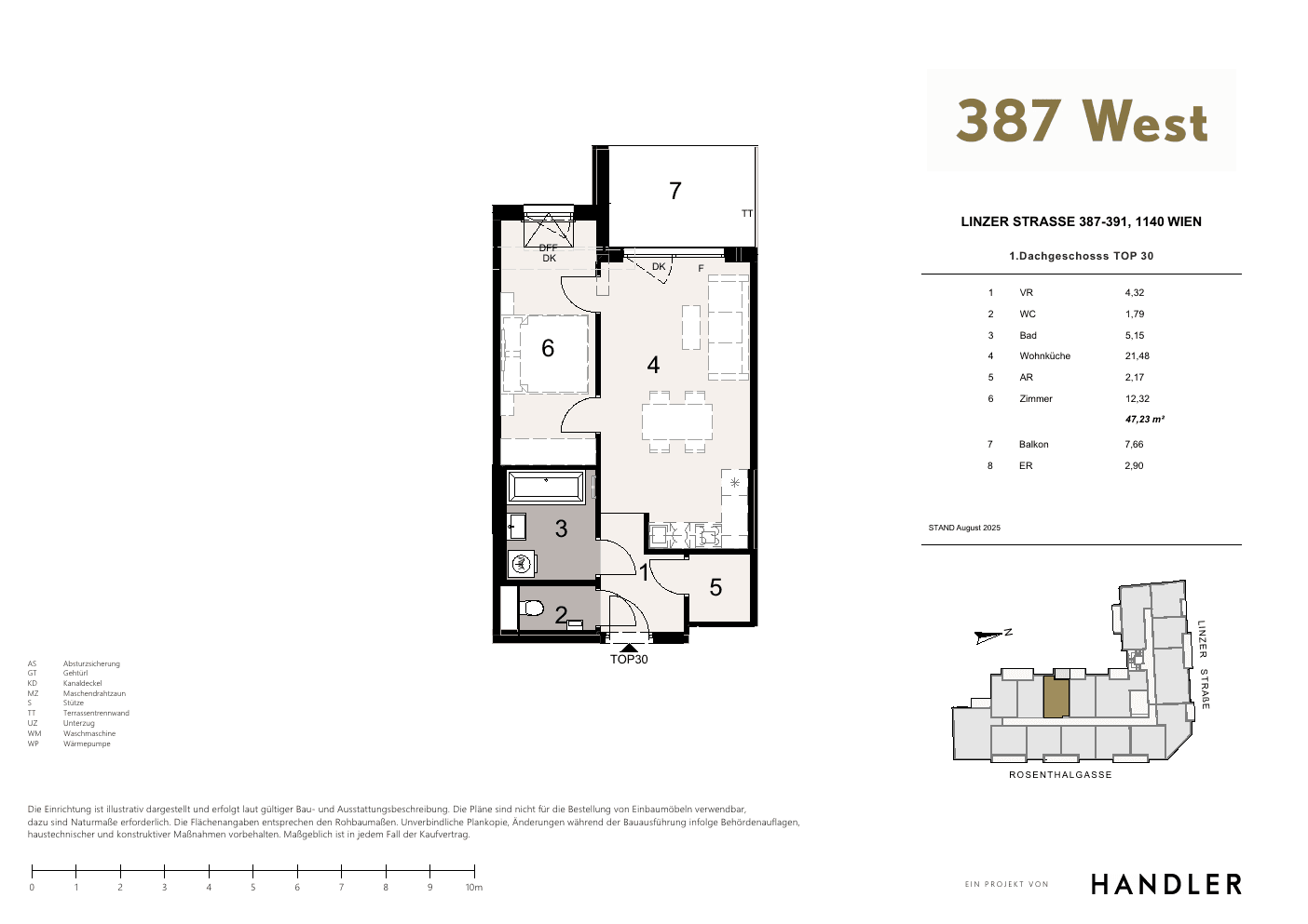 Grundriss Top 30 — 387 West — 2 Zimmer — 47,5 m² — 1st attic floor
