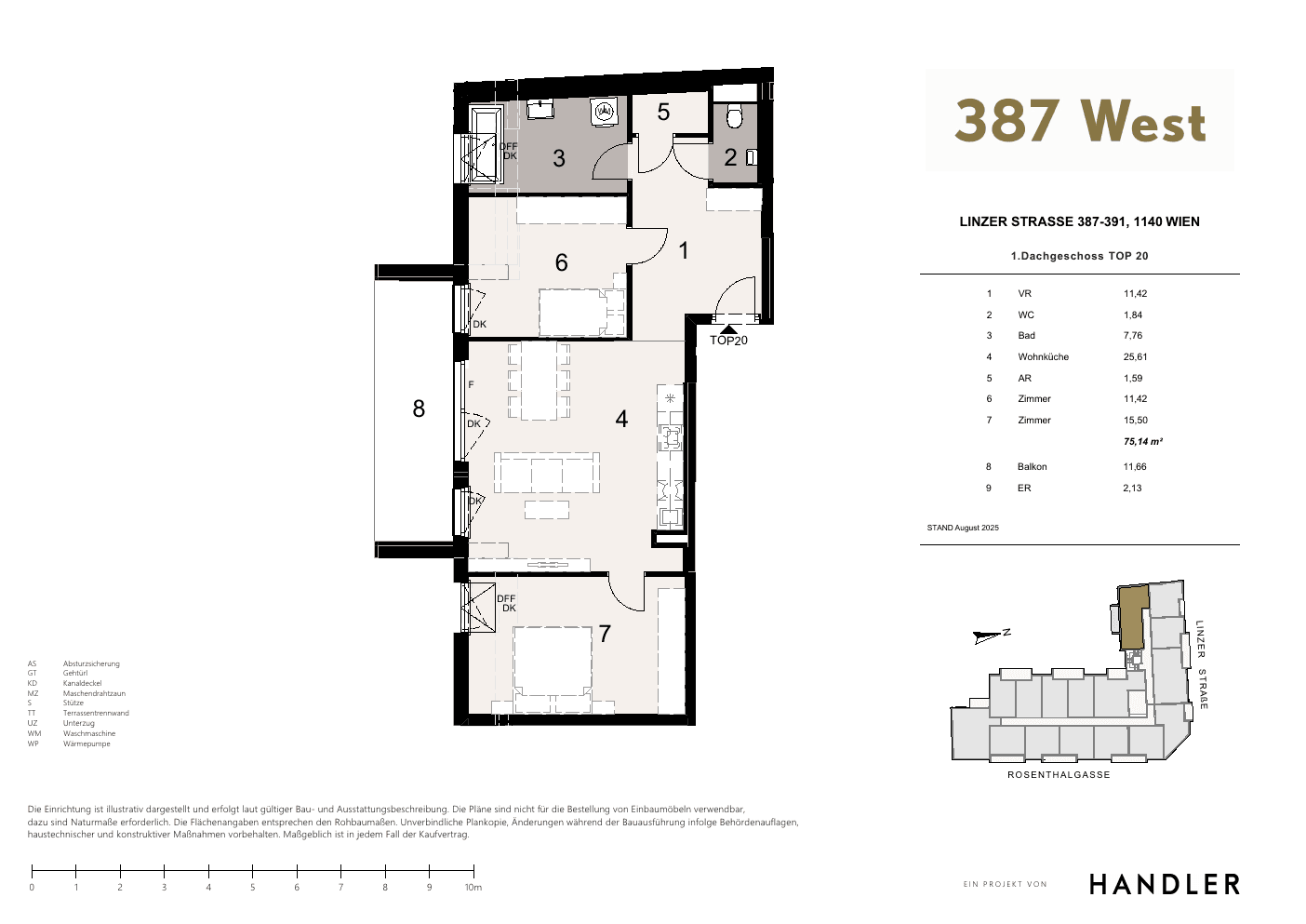 Grundriss Top 20 — 387 West — 3 Zimmer — 75,1 m² — 1st attic floor