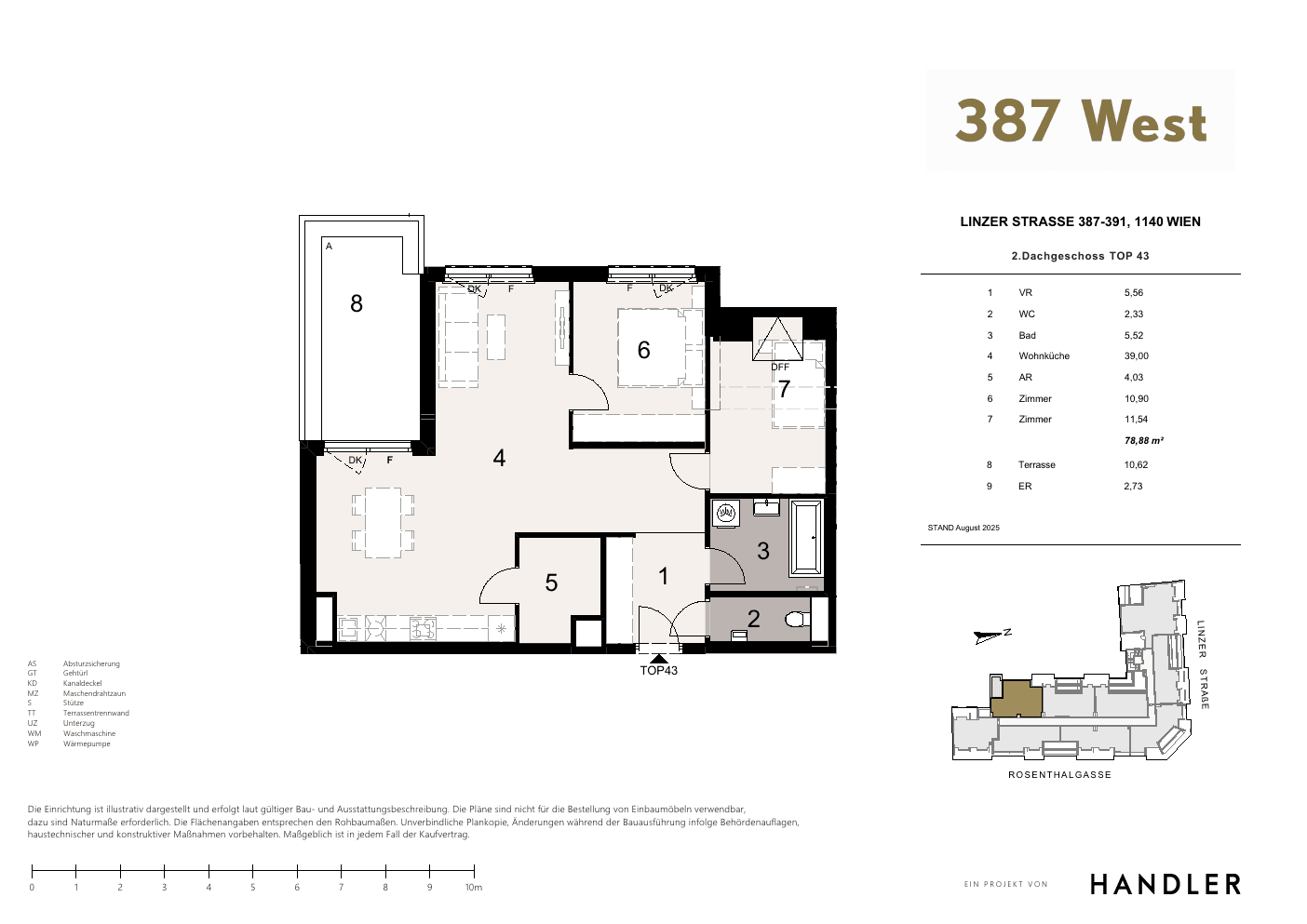 Grundriss Top 43 — 387 West — 3 Zimmer — 78,9 m² — 2nd attic floor