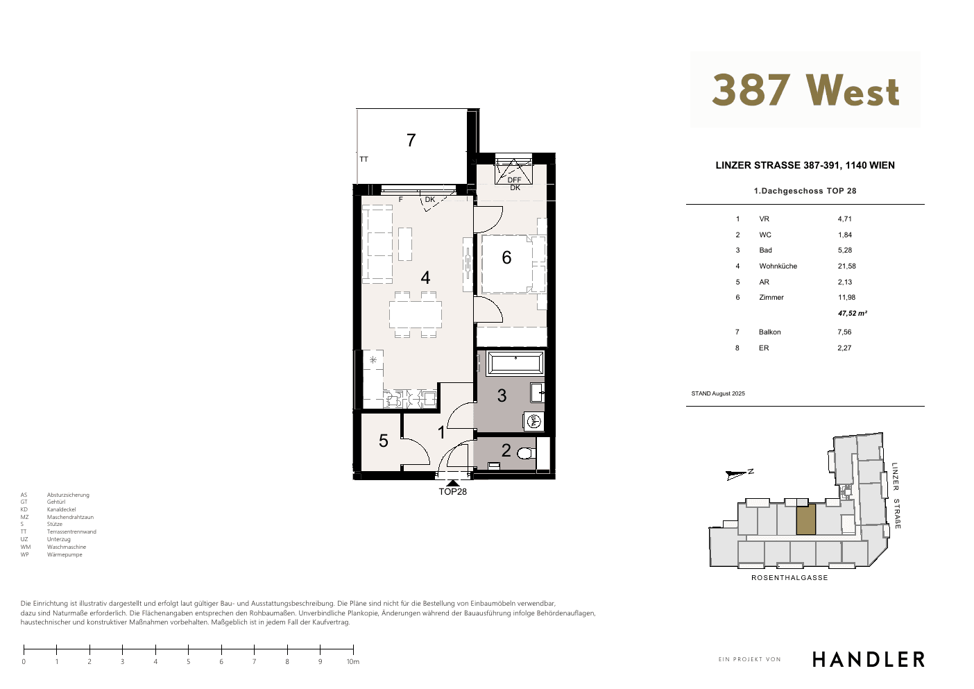 Grundriss Top 28 — 387 West — 2 Zimmer — 47,5 m² — 1st attic floor