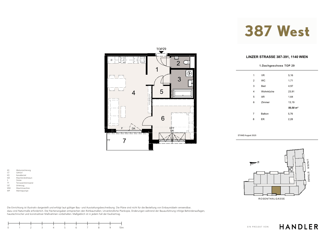 Grundriss Top 29 — 387 West — 2 Zimmer — 50,6 m² — 1st attic floor
