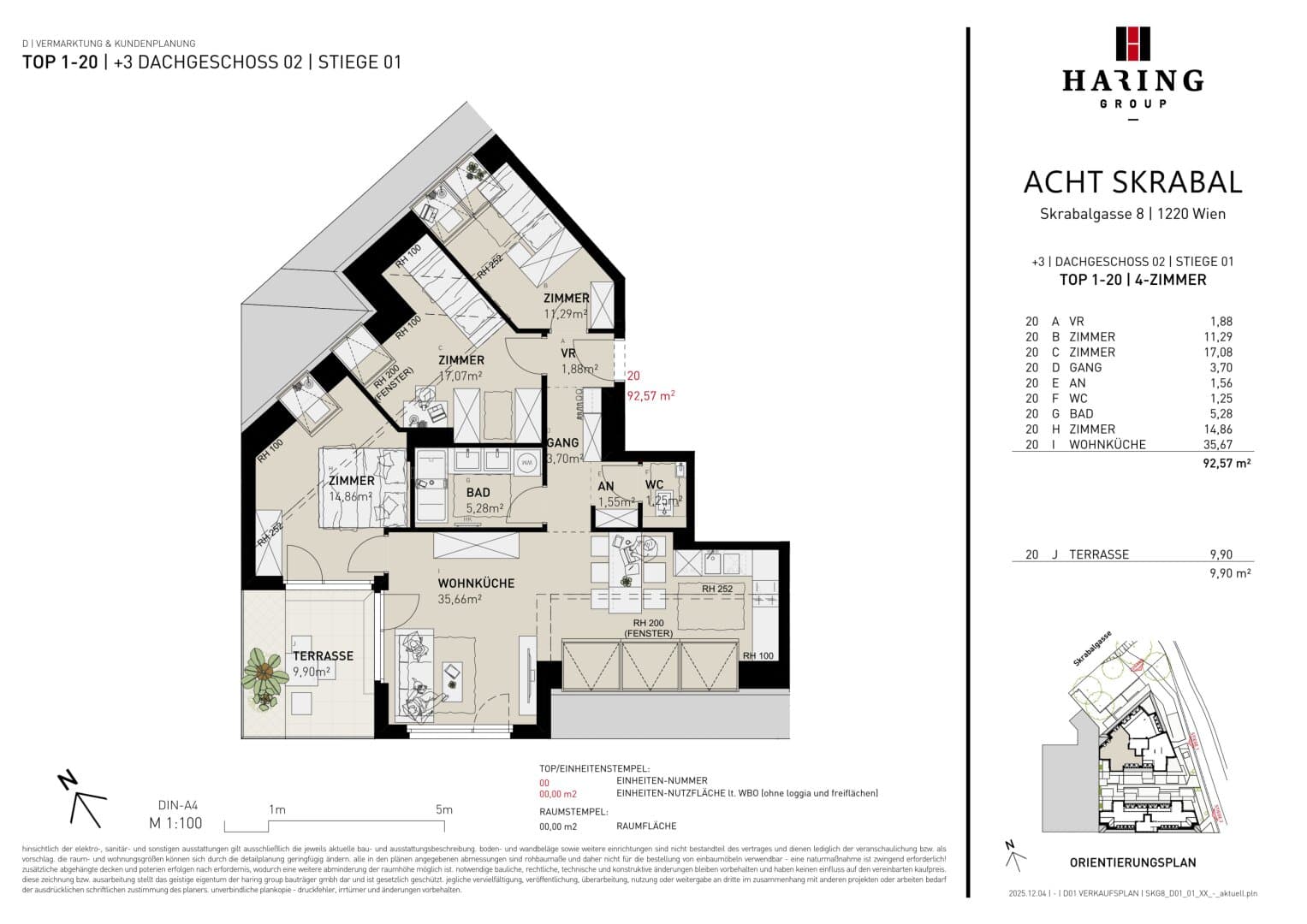 Grundriss Top 1-20 — Acht Skrabal — 4 Zimmer — 92,6 m² — 2nd floor