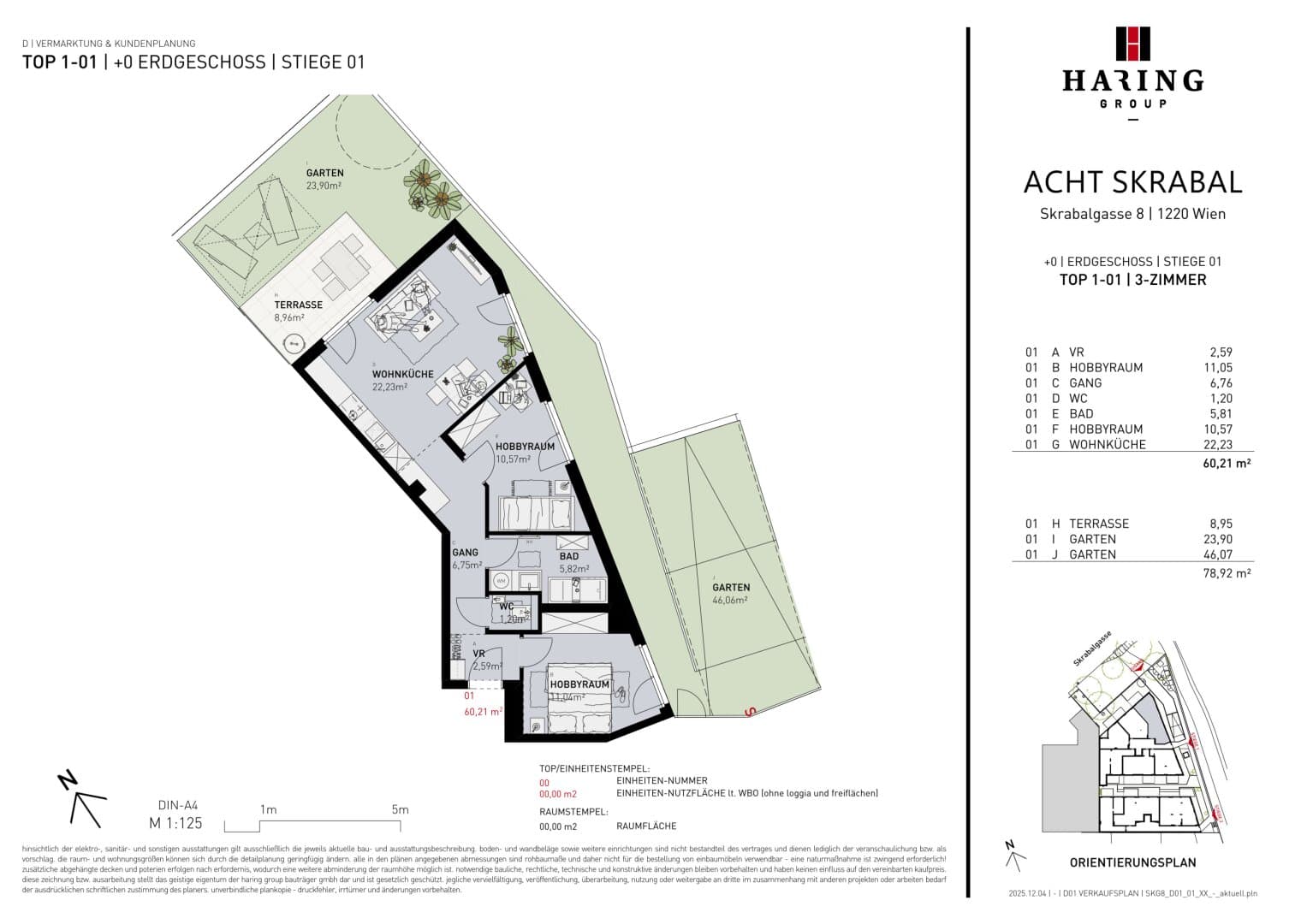 Grundriss Top 1-01 — Acht Skrabal — 3 Zimmer — 60,2 m² — Ground floor