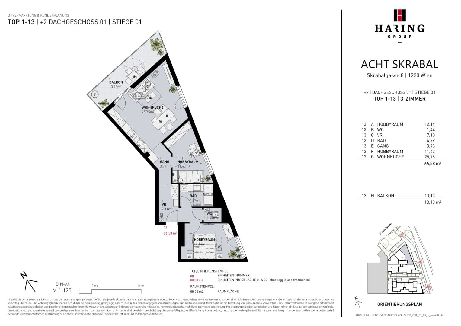 Grundriss Top 1-13 — Acht Skrabal — 3 Zimmer — 66,6 m² — 1st floor
