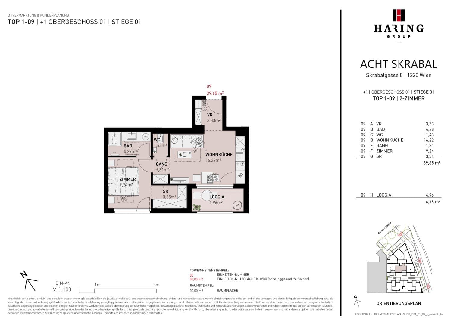 Grundriss Top 1-09 — Acht Skrabal — 2 Zimmer — 39,7 m² — WNFL: