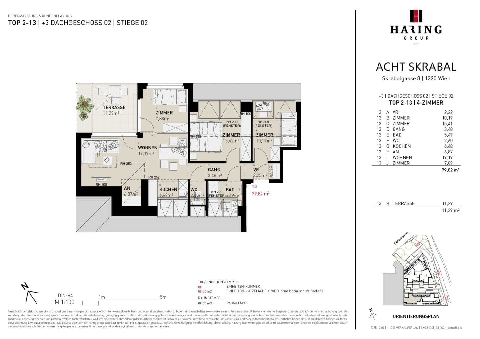 Grundriss Top 2-13 — Acht Skrabal — 4 Zimmer — 79,8 m² — 2nd floor