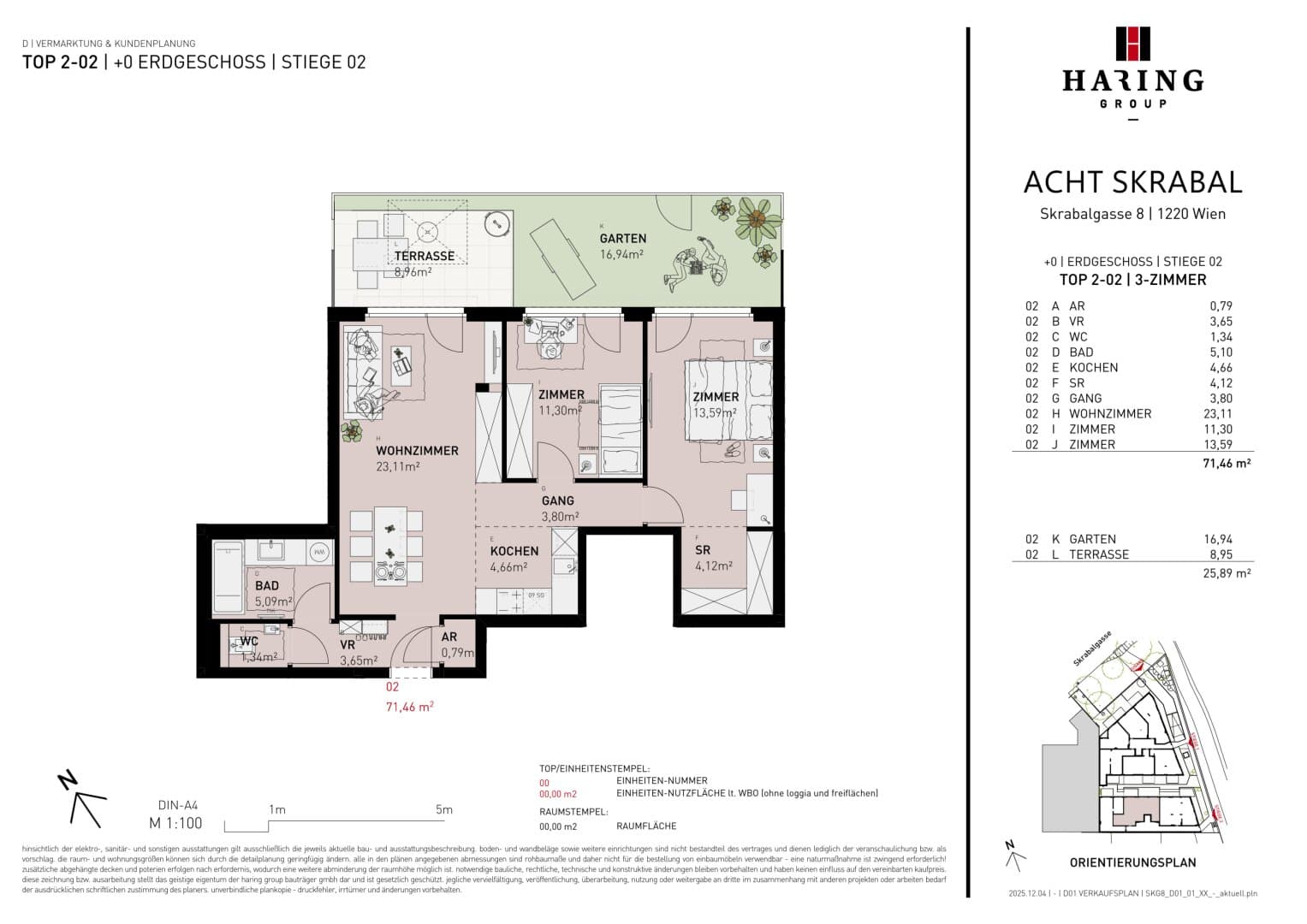 Grundriss Top 2-02 — Acht Skrabal — 3 Zimmer — 71,5 m² — Ground floor