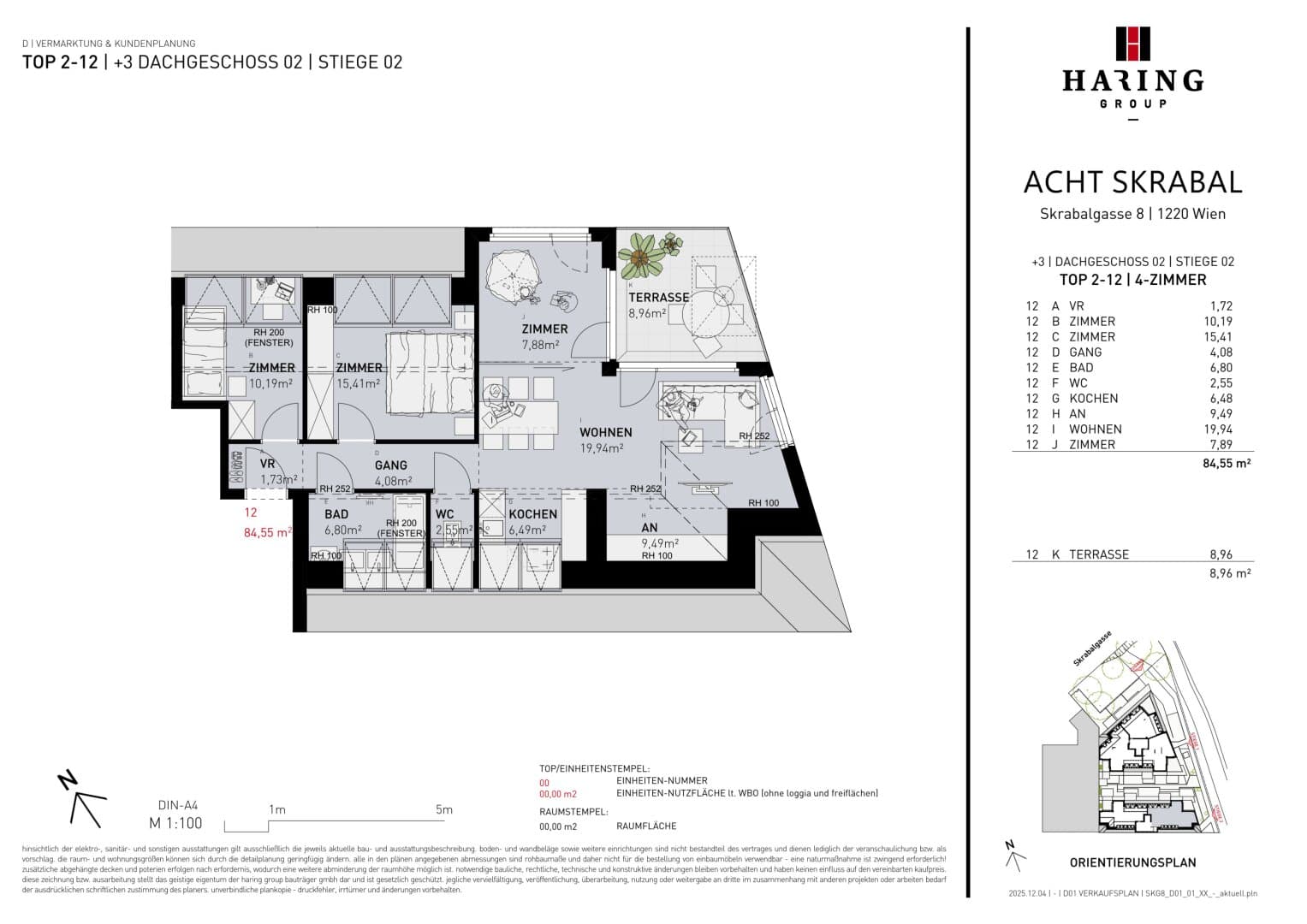 Grundriss Top 2-12 — Acht Skrabal — 4 Zimmer — 84,6 m² — 2nd floor