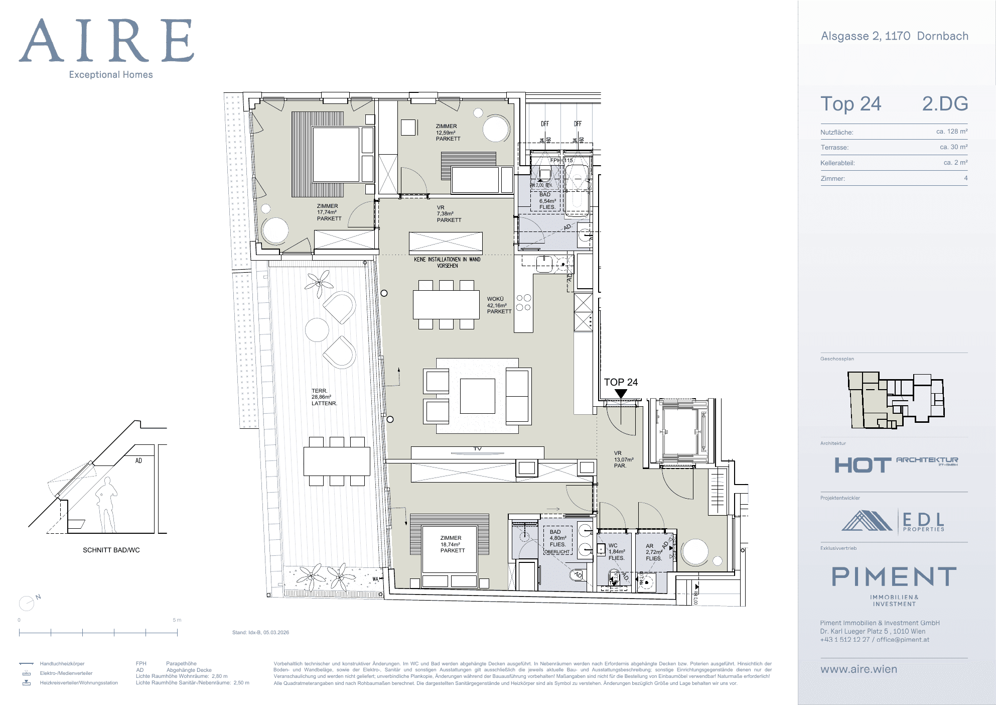Grundriss Top 24 — Aire — 4 Zimmer — 128,4 m² — 2nd attic floor