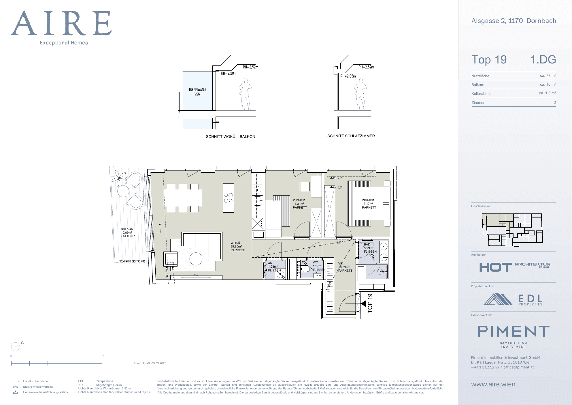 Grundriss Top 19 — Aire — 3 Zimmer — 76,5 m² — 1st attic floor
