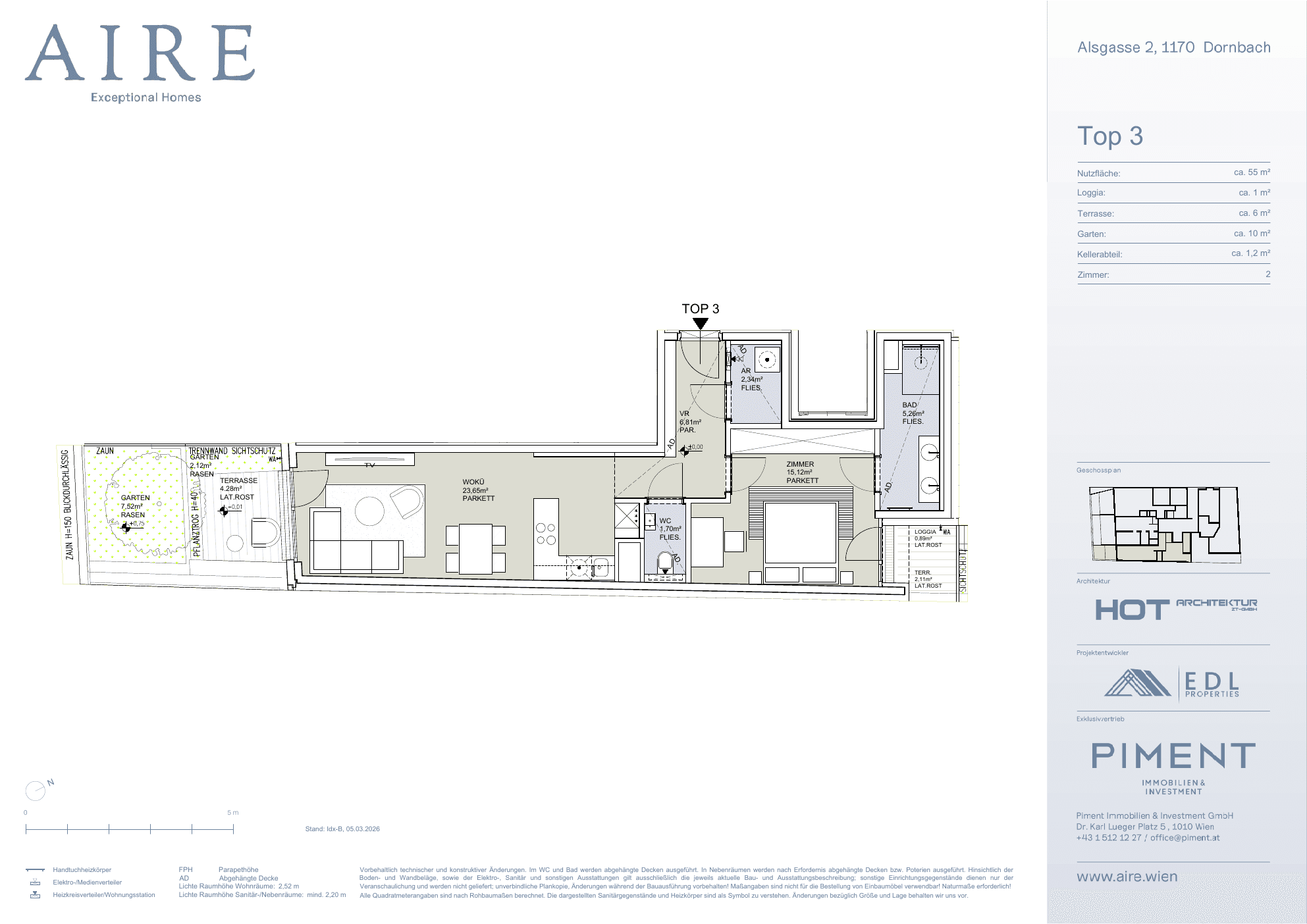 Grundriss Top 3 — Aire — 2 Zimmer — 55,3 m² — Ground floor
