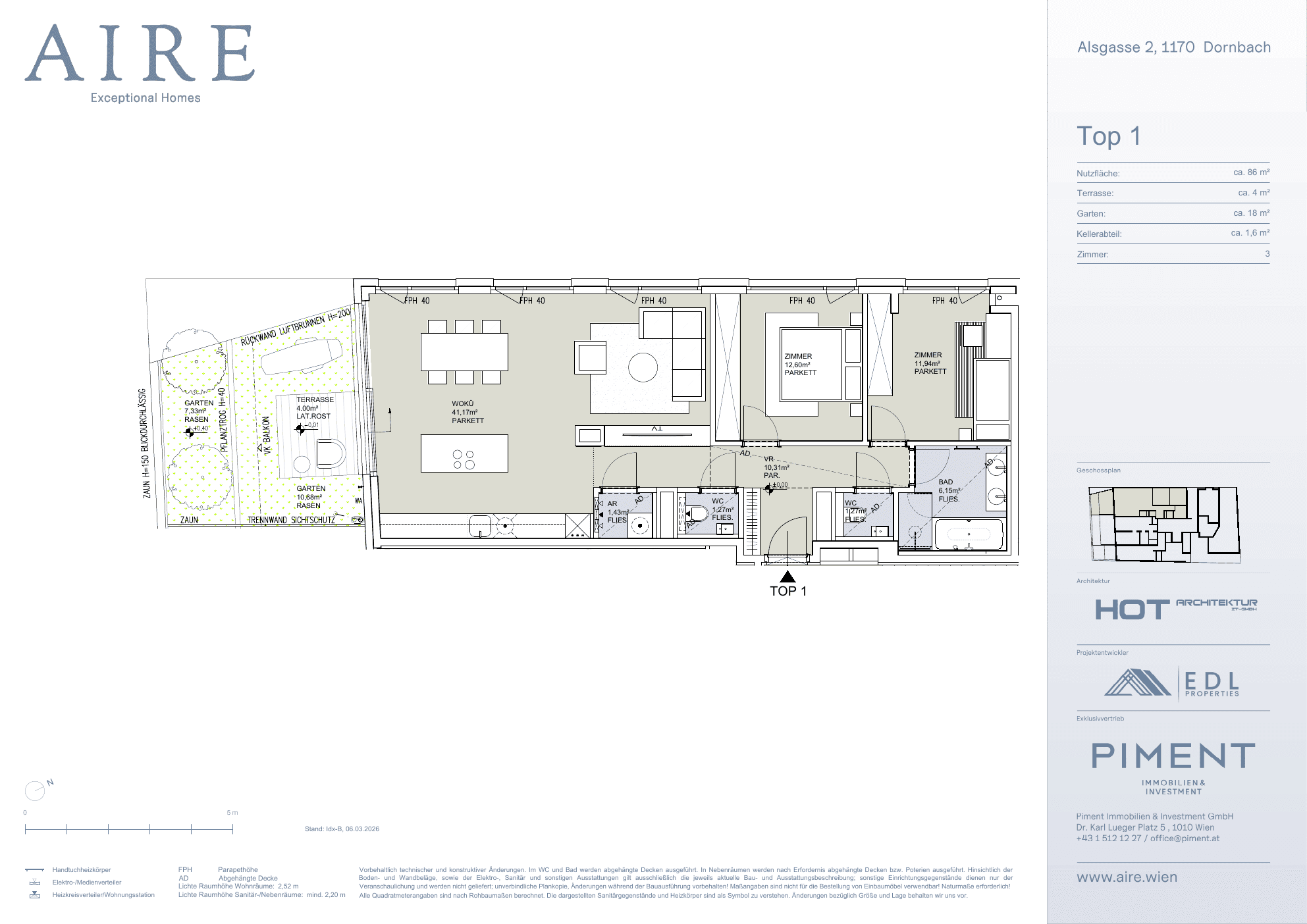 Grundriss Top 1 — Aire — 3 Zimmer — 86,3 m² — Ground floor