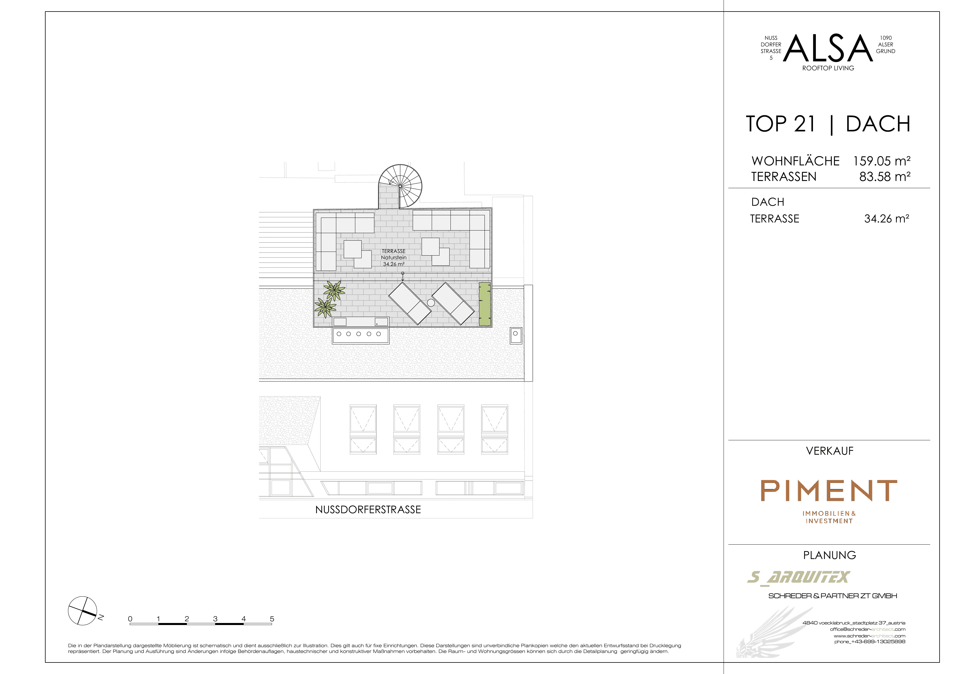 Grundriss Top 21 — ALSA – Rooftop Living — 5 Zimmer — 159,1 m² — 1st attic floor / 2nd attic floor / Attic floor — Grundriss 2/2