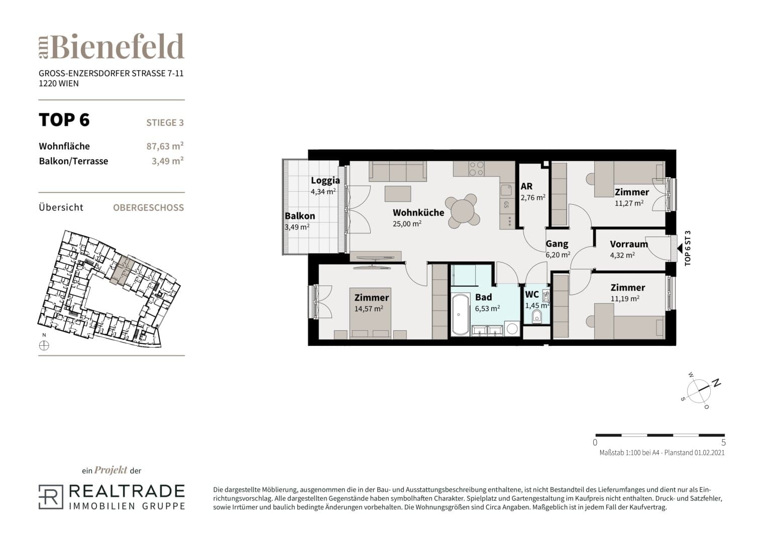 Grundriss 6b — Am Bienefeld — 4 Zimmer — 83,3 m² — 1st floor