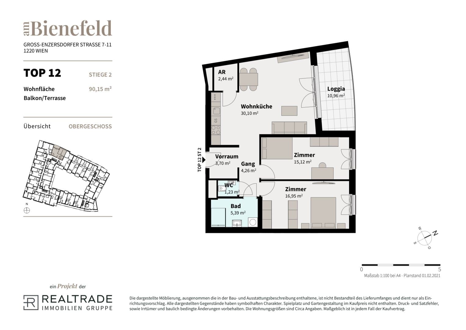 Grundriss 12c — Am Bienefeld — 3 Zimmer — 79,2 m² — 1st floor