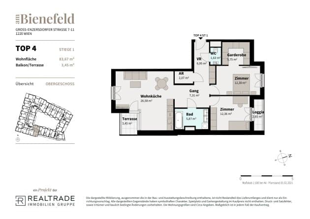 Grundriss 4 — Am Bienefeld — 3 Zimmer — 80,8 m² — 1st floor