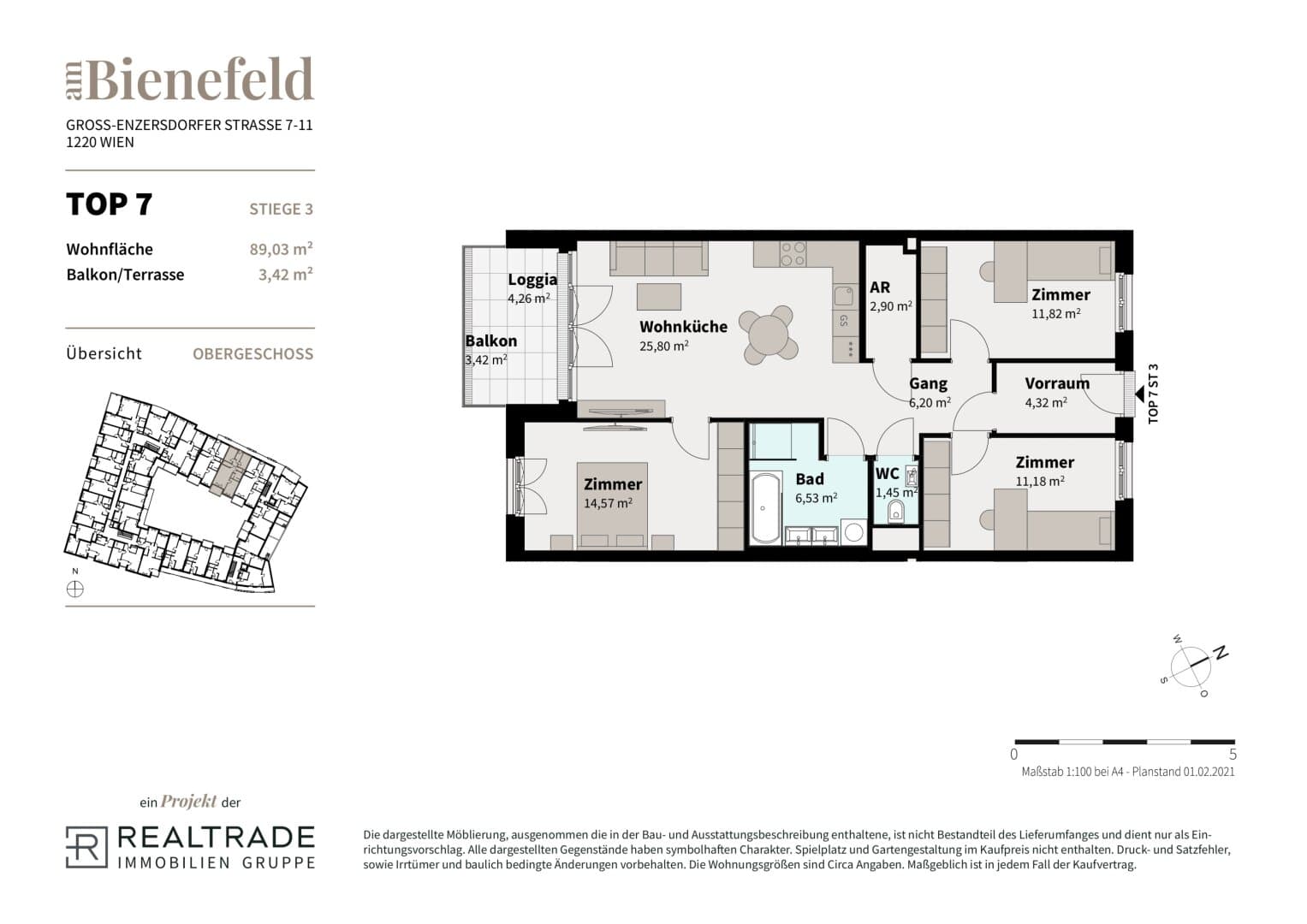 Grundriss 7b — Am Bienefeld — 4 Zimmer — 84,8 m² — 1st floor
