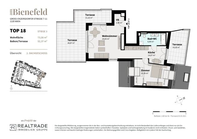 Grundriss 18 — Am Bienefeld — 2 Zimmer — 73,6 m² — 2nd attic floor