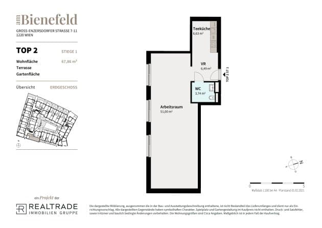 Grundriss 2 — Am Bienefeld — 1 Zimmer — 67,9 m² — Ground floor