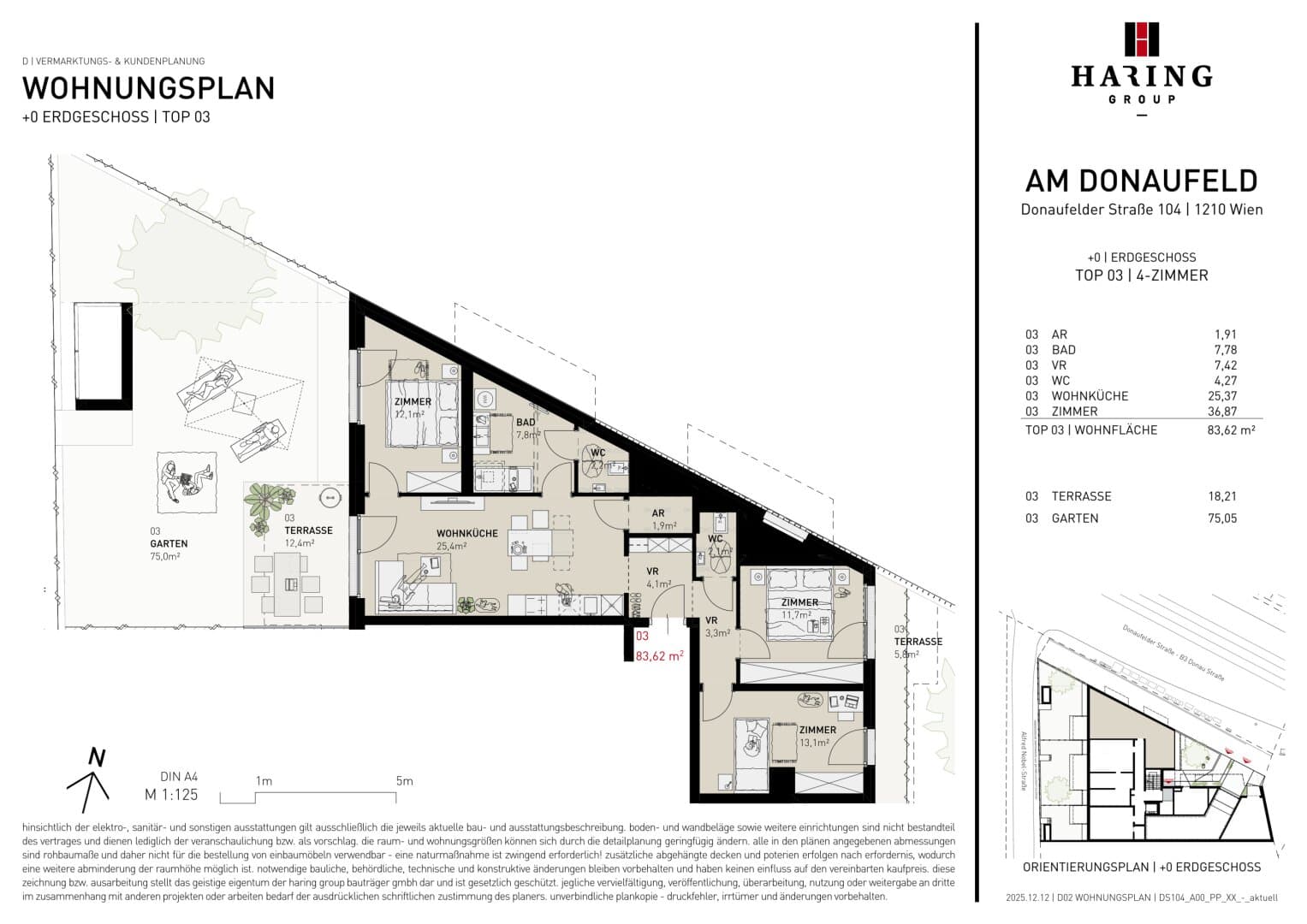 Grundriss Top 03 — Am Donaufeld — 4 Zimmer — 83,6 m² — Ground floor