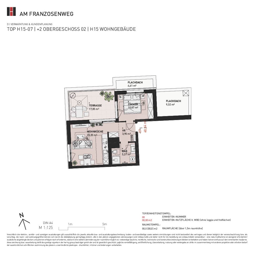 Grundriss Top H15/07 — Am Franzosenweg — 2 Zimmer — 40,3 m² — 1st attic floor