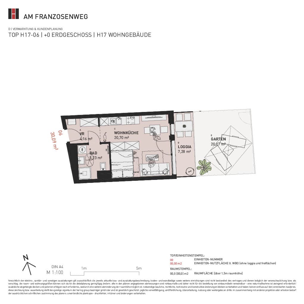 Grundriss Top H17/06 — Am Franzosenweg — 1 Zimmer — 30,1 m² — Ground floor