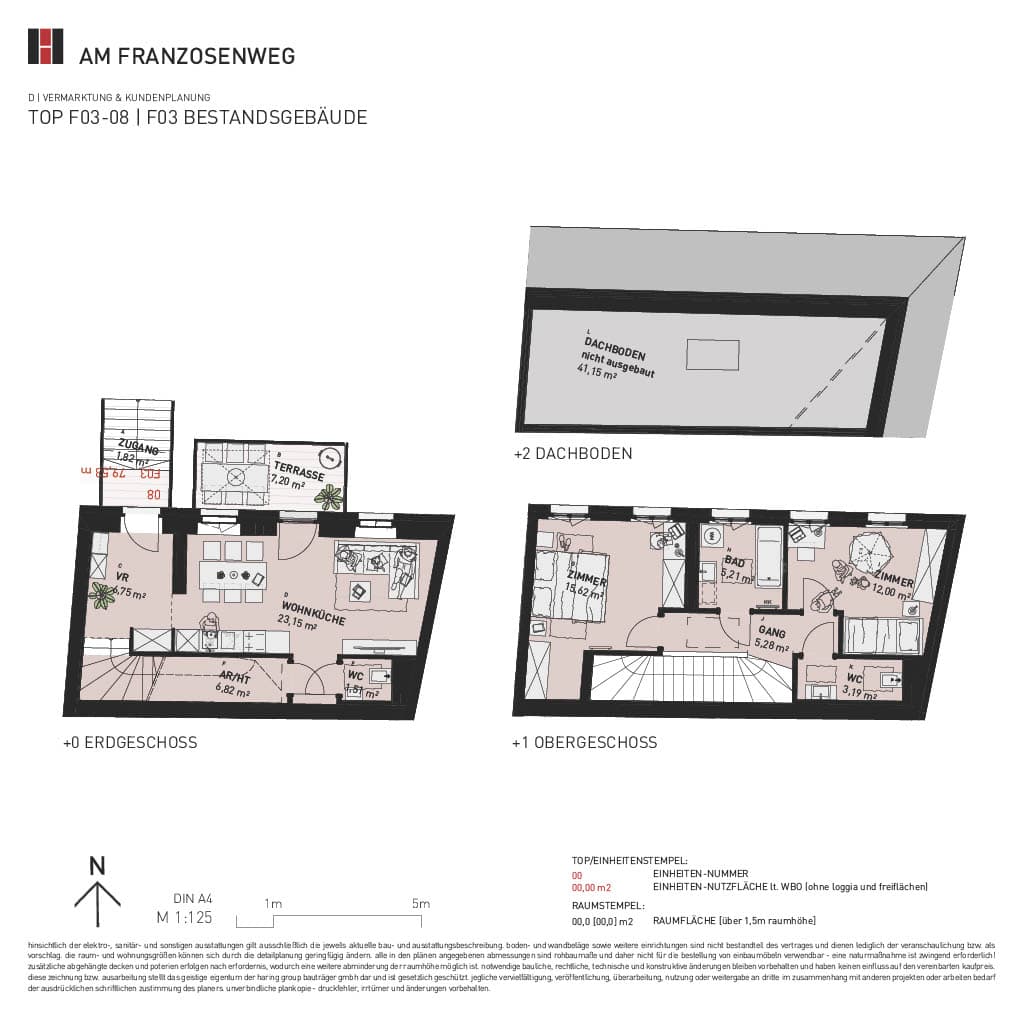Grundriss Top F03/08 — Am Franzosenweg — 3 Zimmer — 79,5 m² — Ground floor / 1st floor