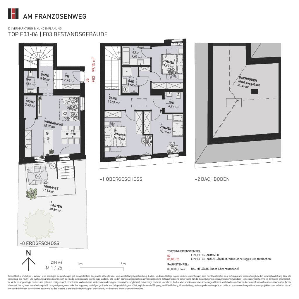 Grundriss Top F03/06 — Am Franzosenweg — 4 Zimmer — 99,2 m² — Ground floor / 1st floor
