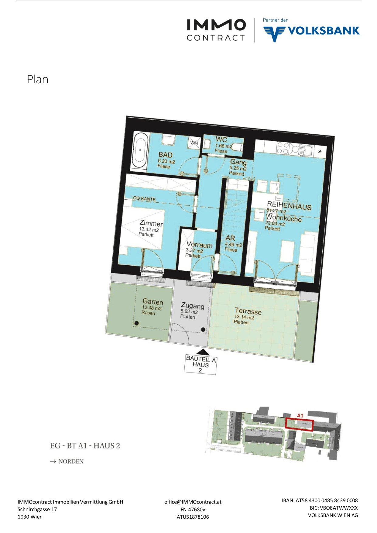 Grundriss Top 16469626 — Am Liesingbach — 4 Zimmer — 81,3 m² — Ground floor / 1st attic floor — Grundriss 1/3