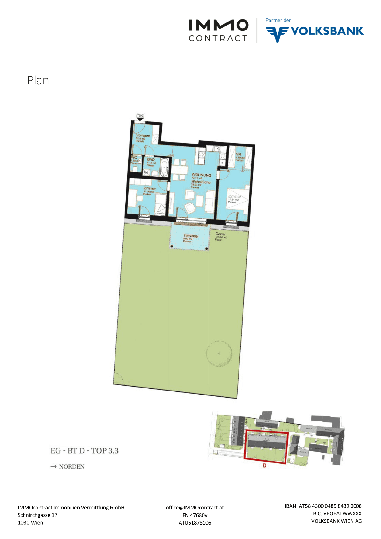 Grundriss Top 16469695 — Am Liesingbach — 3 Zimmer — 72,1 m² — Ground floor — Grundriss 2/2