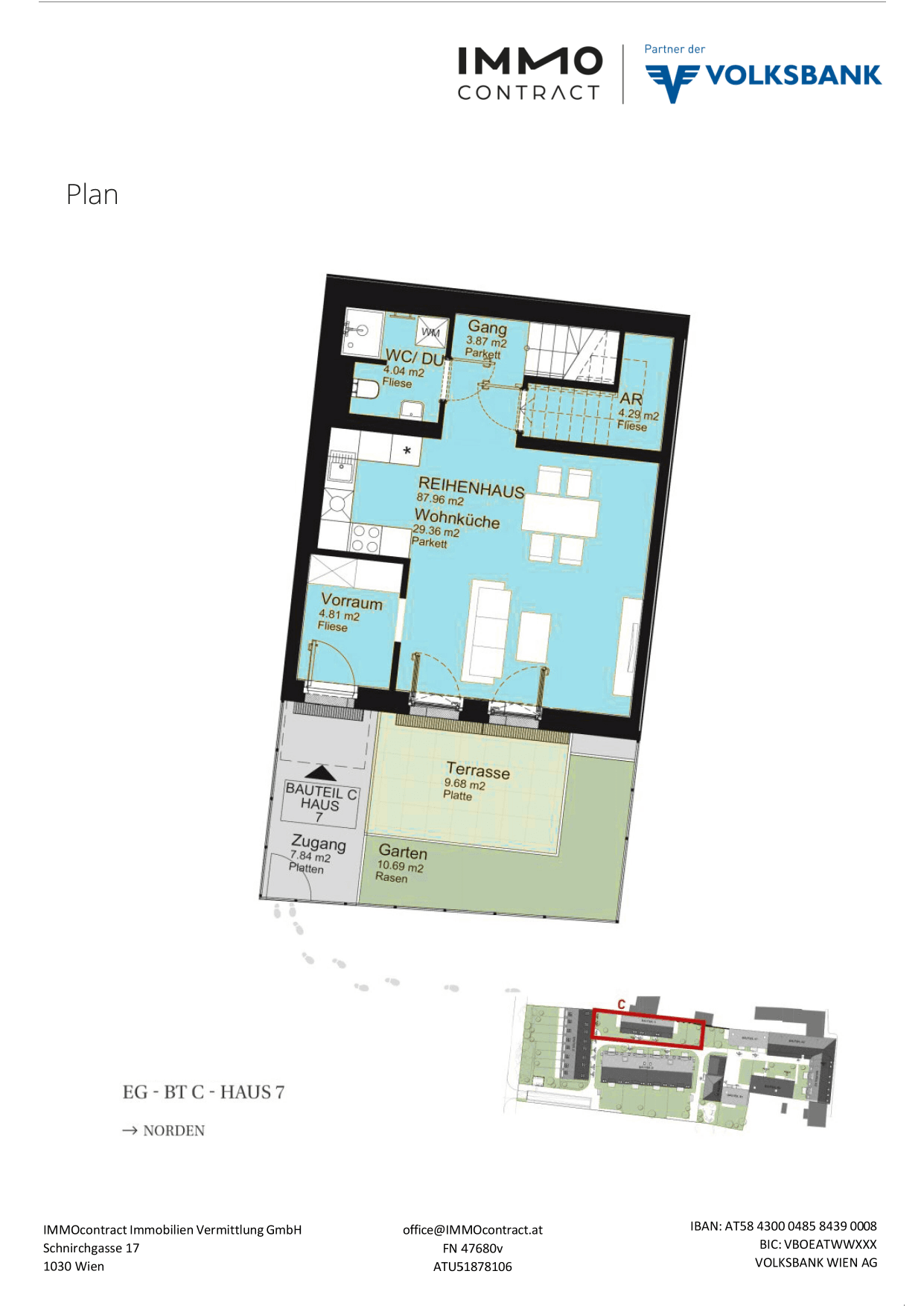 Grundriss Top 16469656 — Am Liesingbach — 3 Zimmer — 88 m² — Ground floor / 1st attic floor — Grundriss 1/3