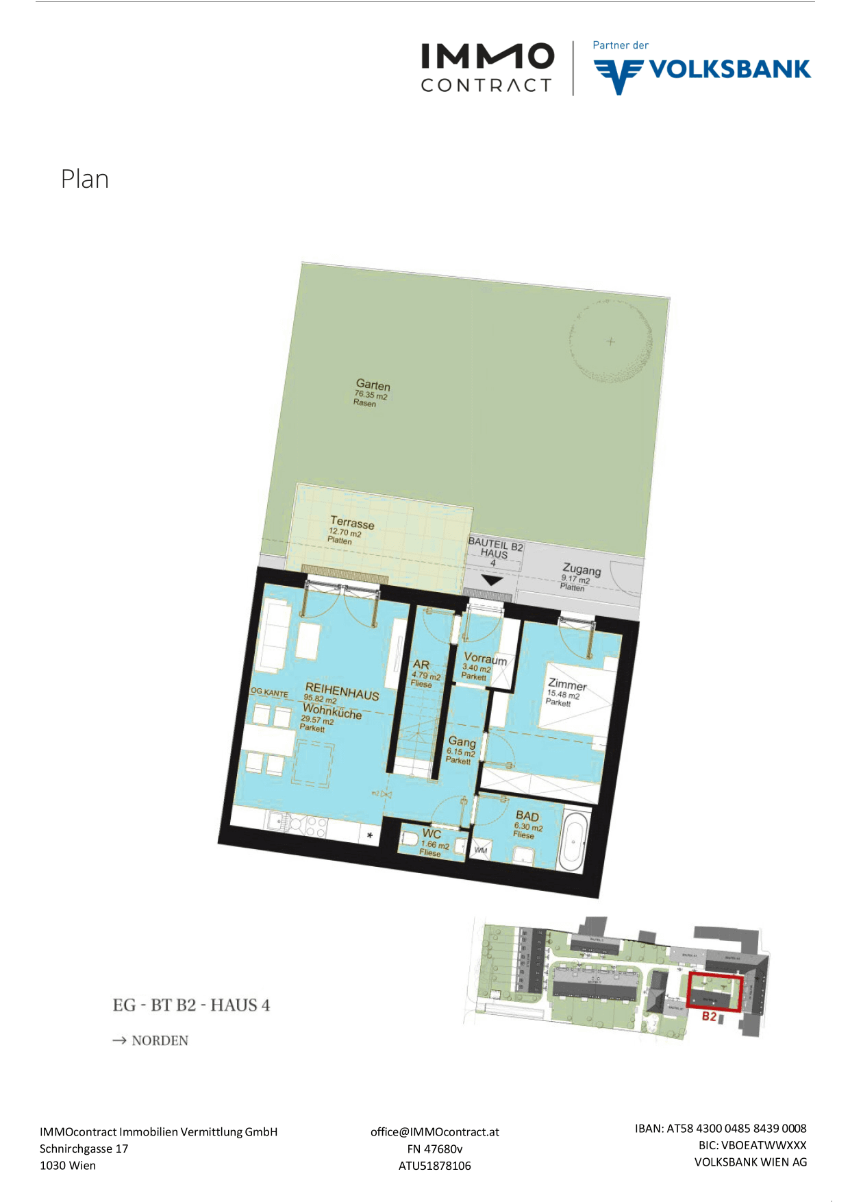 Grundriss Top 16469647 — Am Liesingbach — 4 Zimmer — 95,8 m² — Ground floor / 1st attic floor — Grundriss 1/2
