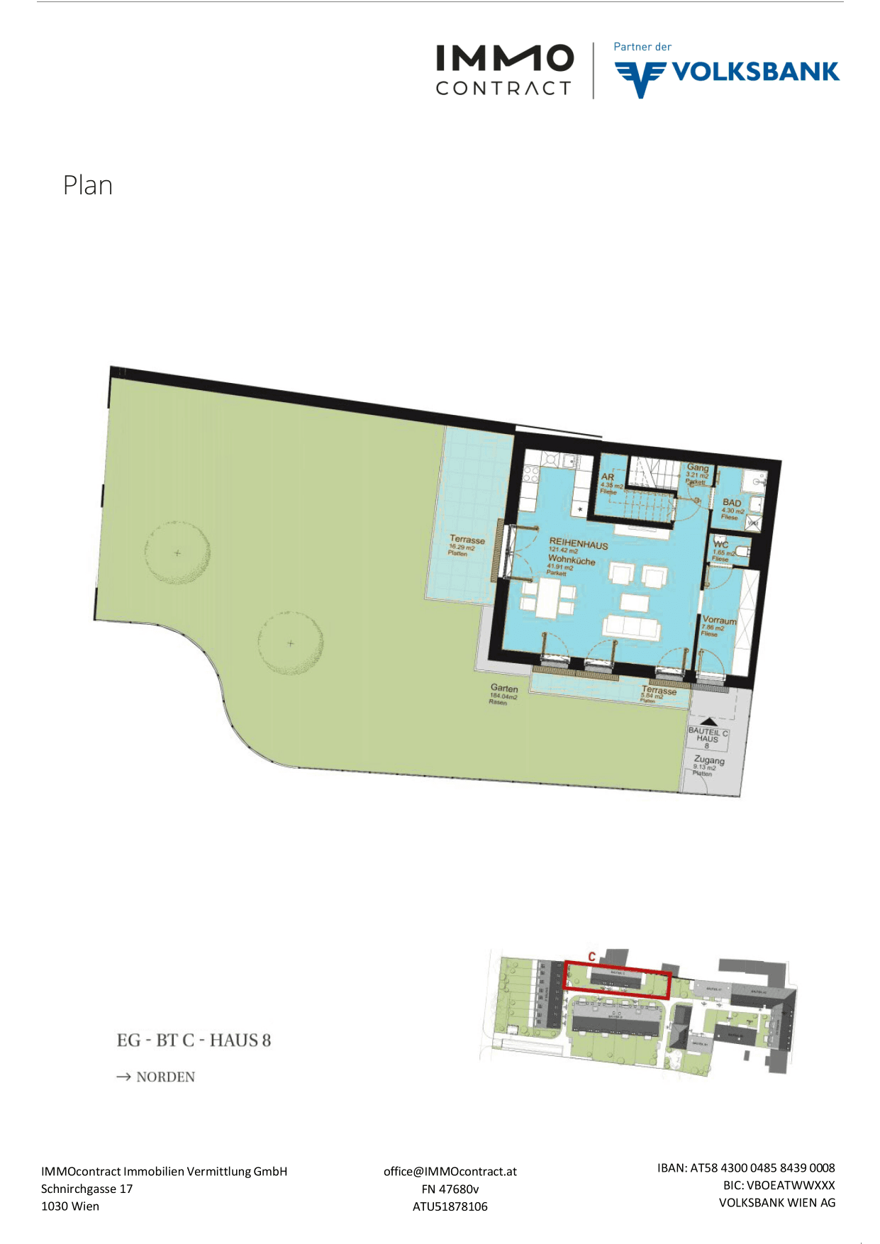 Grundriss Top 16469662 — Am Liesingbach — 4 Zimmer — 121,4 m² — Ground floor / 1st attic floor — Grundriss 1/2