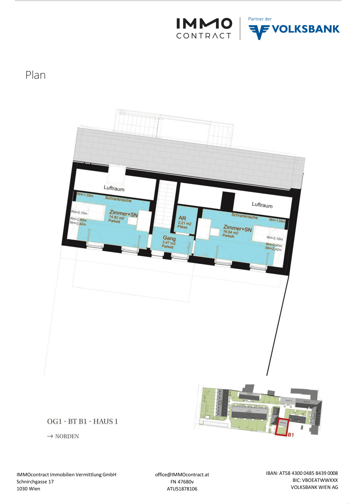 Grundriss Top 16469644 — Am Liesingbach — 4 Zimmer — 116,4 m² — Ground floor / 1st attic floor — Grundriss 2/2