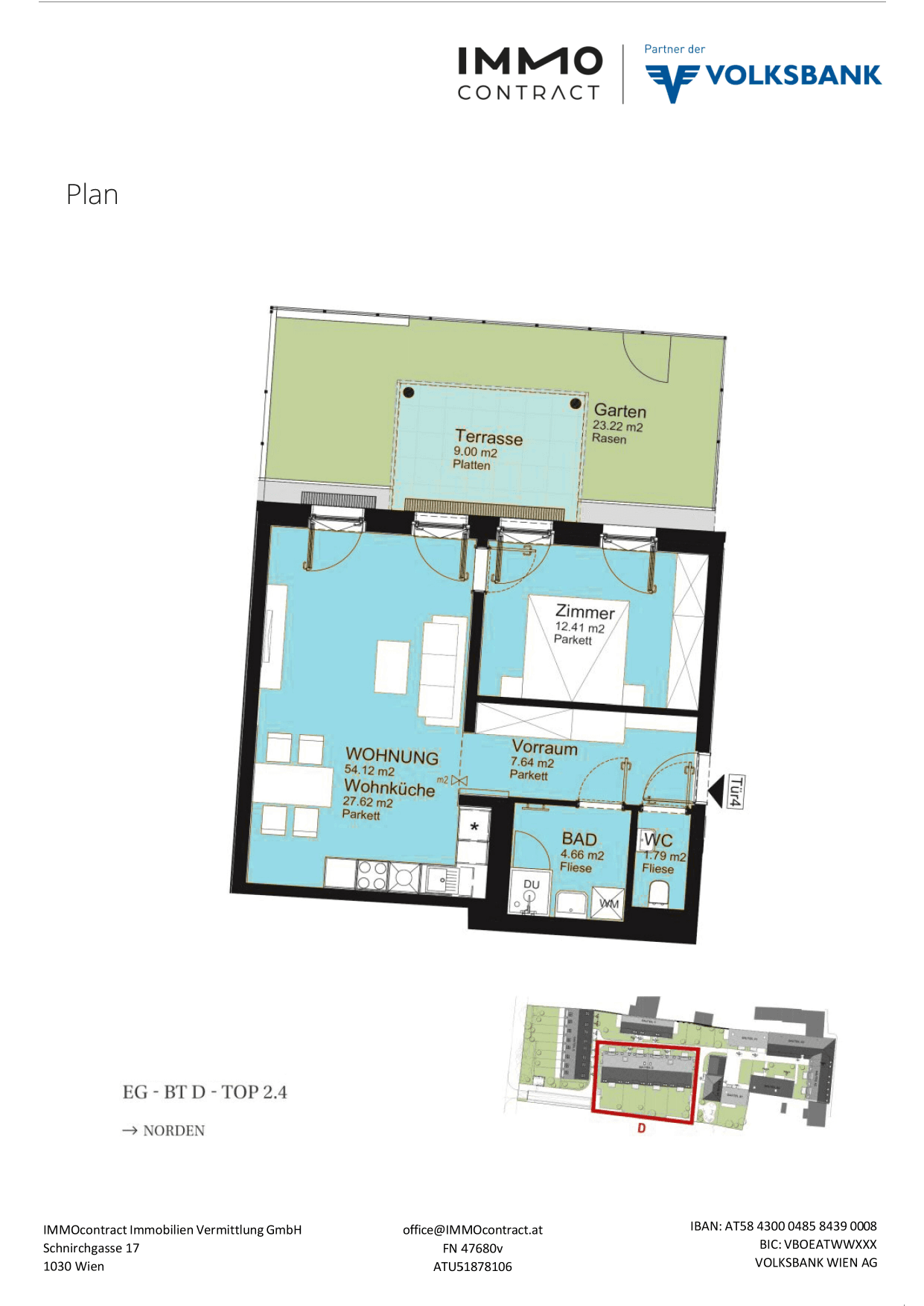 Grundriss Top 16469674 — Am Liesingbach — 2 Zimmer — 54,1 m² — Ground floor