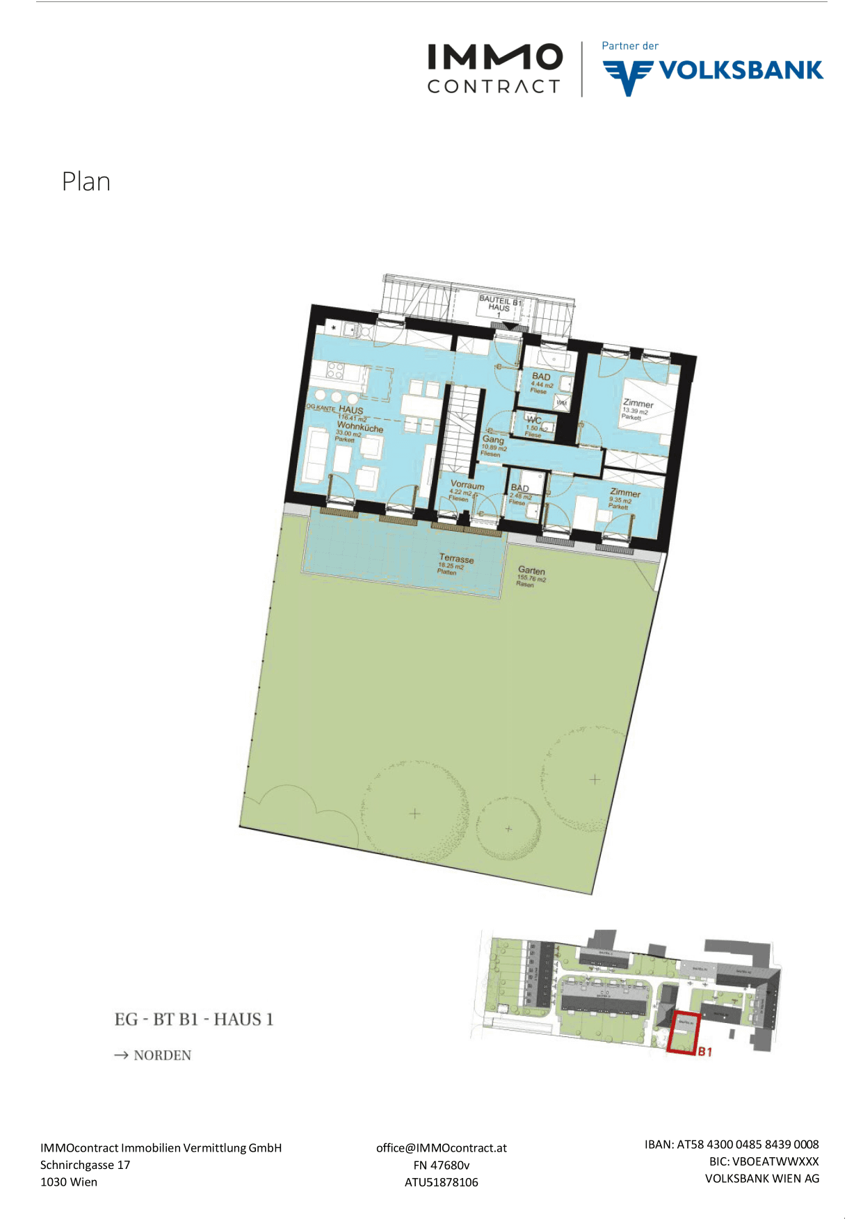 Grundriss Top 16469644 — Am Liesingbach — 4 Zimmer — 116,4 m² — Ground floor / 1st attic floor — Grundriss 1/2