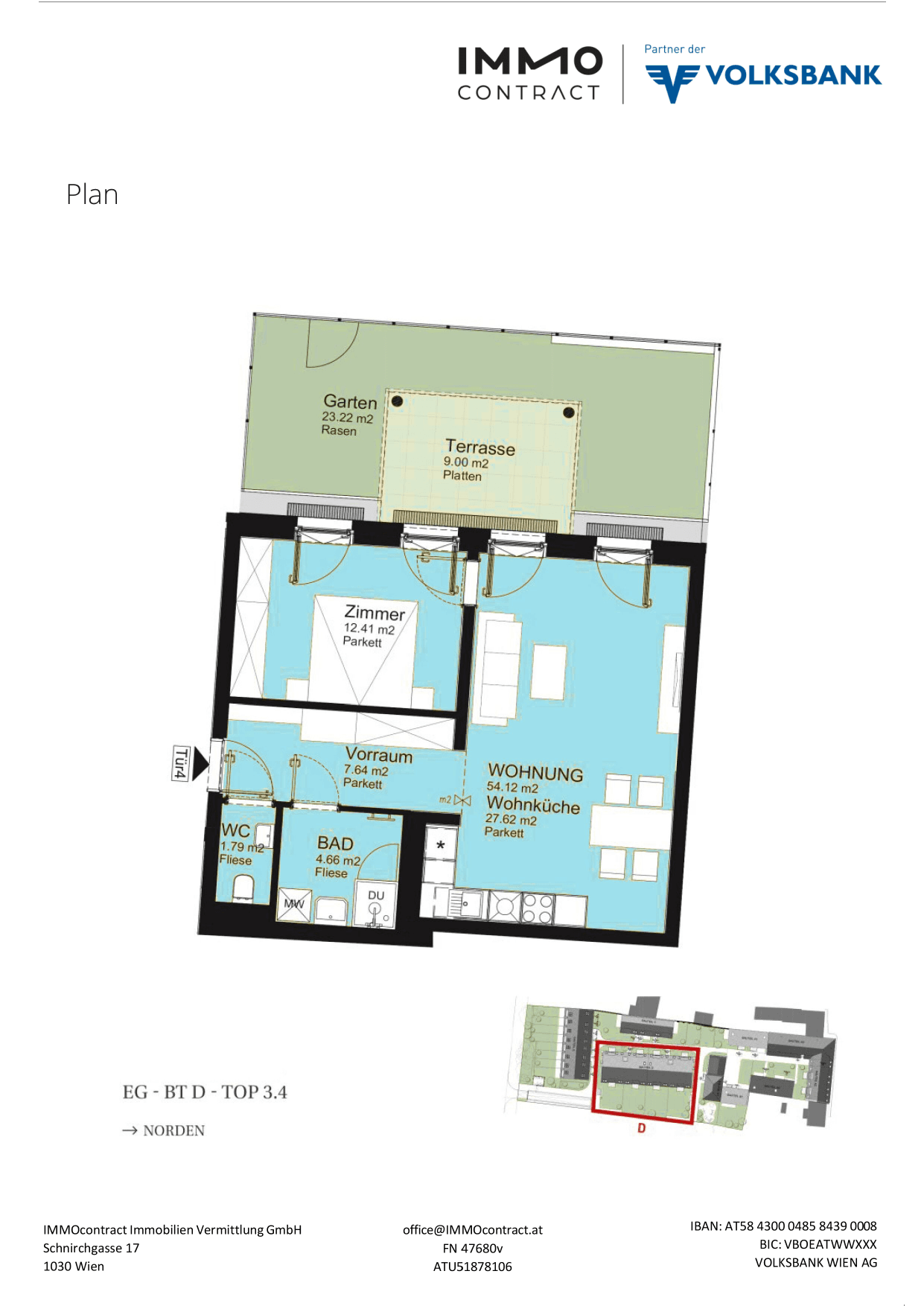 Grundriss Top 16469698 — Am Liesingbach — 2 Zimmer — 54,1 m² — Ground floor
