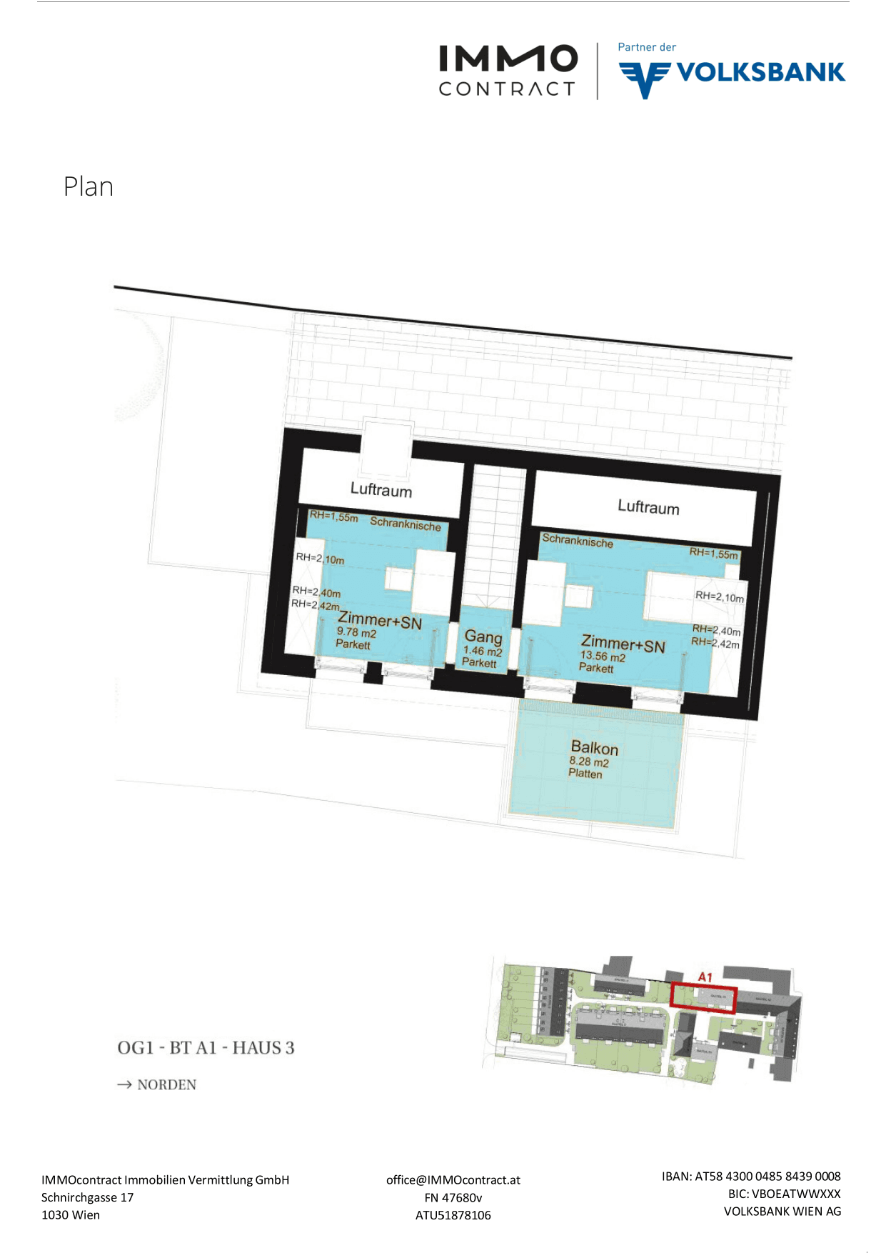 Grundriss Top 16469629 — Am Liesingbach — 4 Zimmer — 81,3 m² — Ground floor / 1st attic floor — Grundriss 2/2