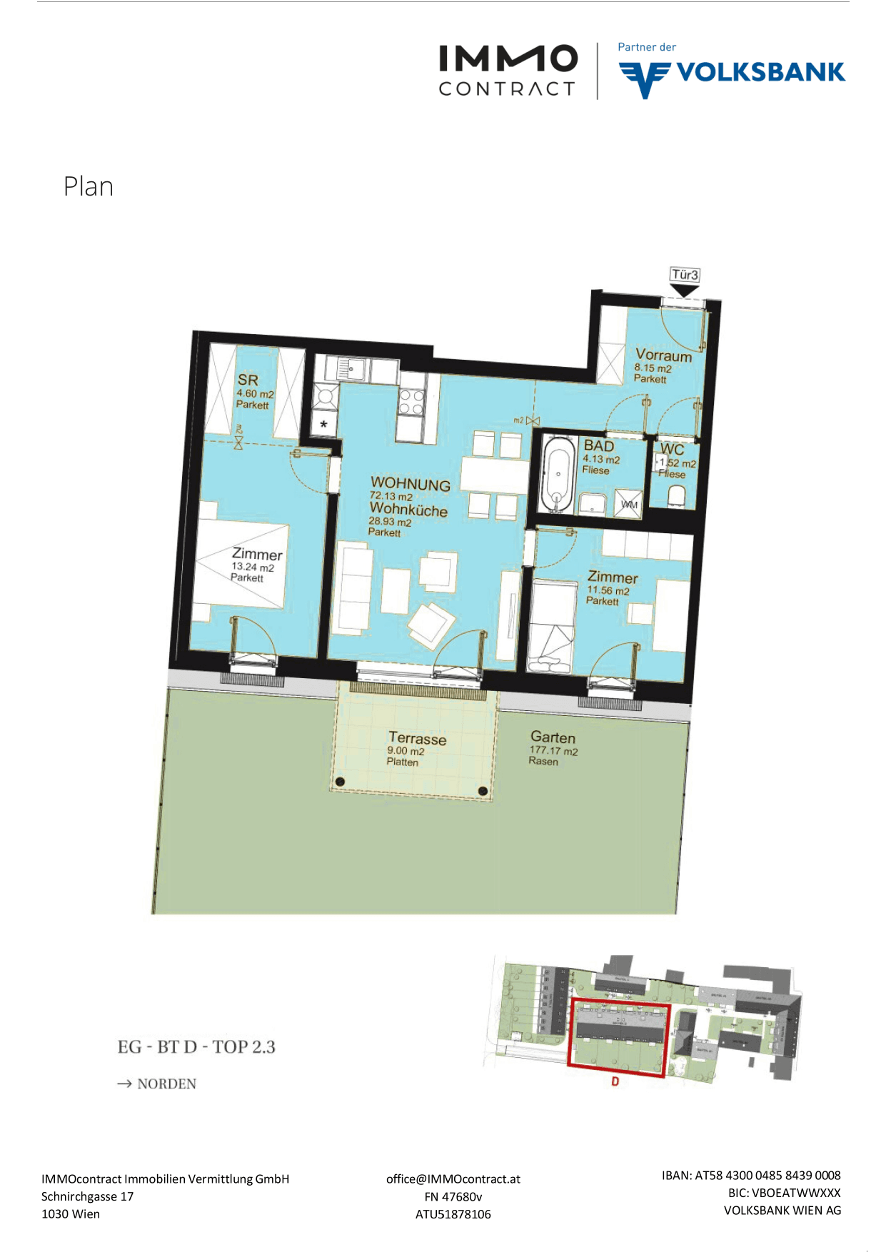 Grundriss Top 16469671 — Am Liesingbach — 3 Zimmer — 72,1 m² — Ground floor — Grundriss 2/2