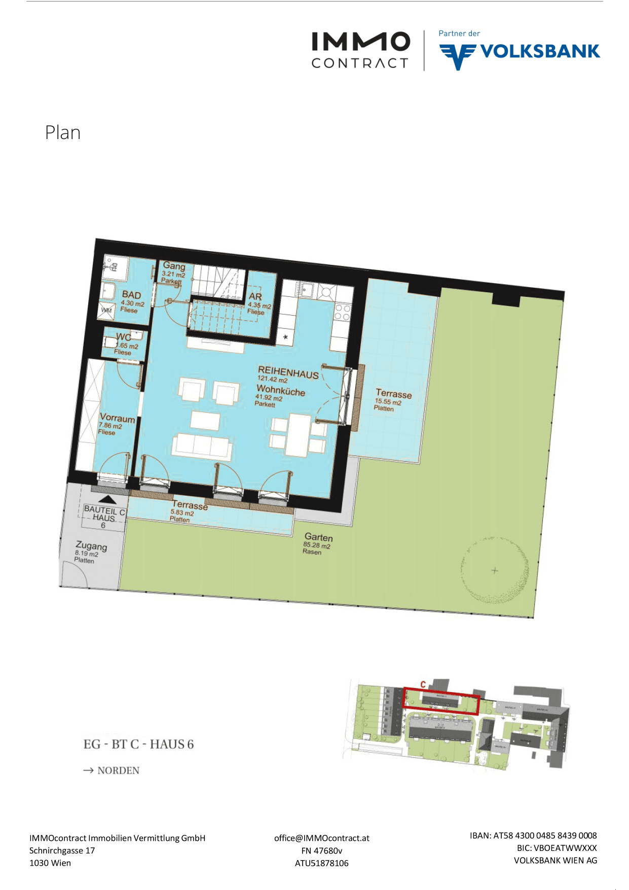 Grundriss Top 16469653 — Am Liesingbach — 4 Zimmer — 121,4 m² — Ground floor / 1st attic floor — Grundriss 1/2